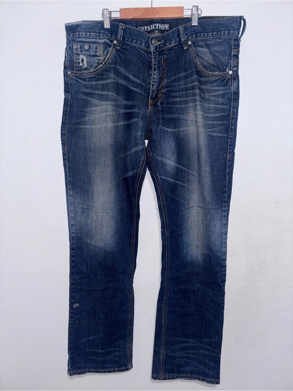 Affliction Men's Blue Washed Straight-Leg Jeans